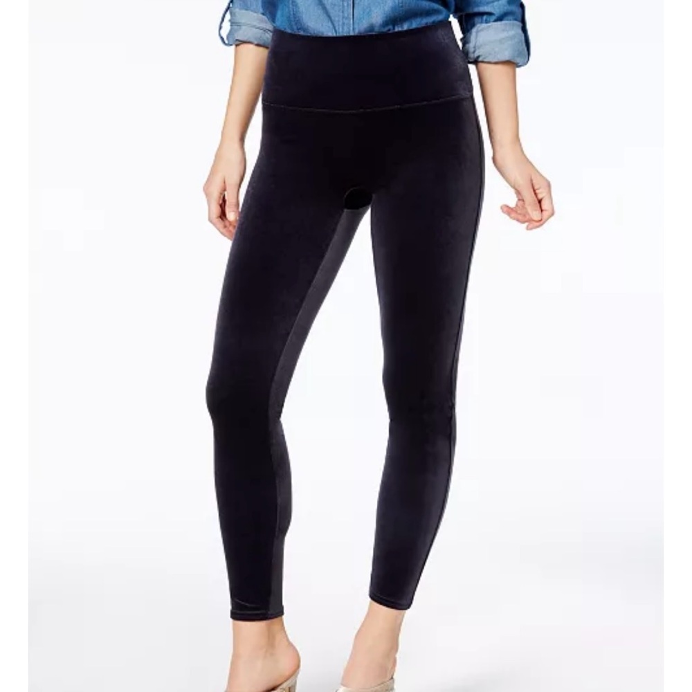 Spanx Black High Waisted Velvet Leggings